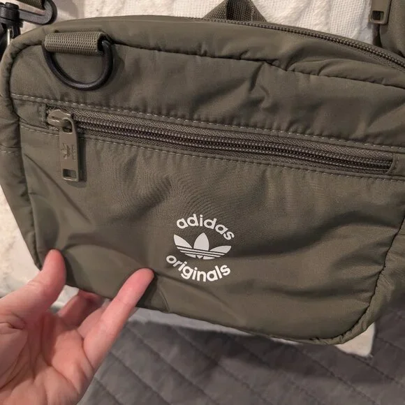 Adidas Puffer And Pouch Crossbody Bag, Olive Strata Green/Black - Picture 4 of 10